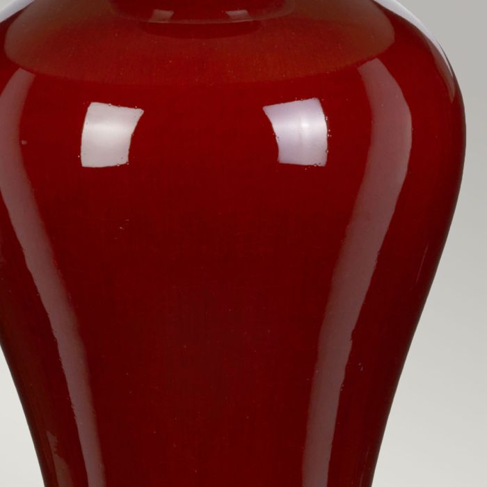 Majin 1 Light Table Lamp with Tall Empire Shade - Oxblood with Cream with Burgundy and Gold Trim Shade