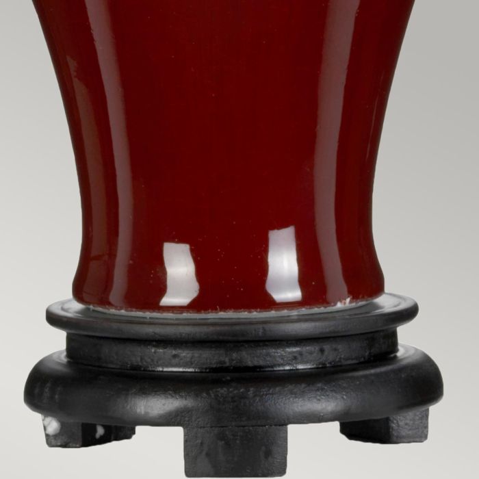 Majin 1 Light Table Lamp with Tall Empire Shade - Oxblood with Cream with Burgundy and Gold Trim Shade
