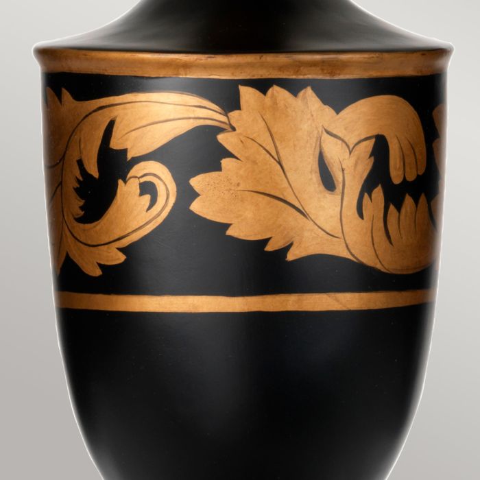 Narbonne 1 Light Table Lamp - with Tall Empire Shade - Black and Gold with Ivory with Black and Gold trim Shade