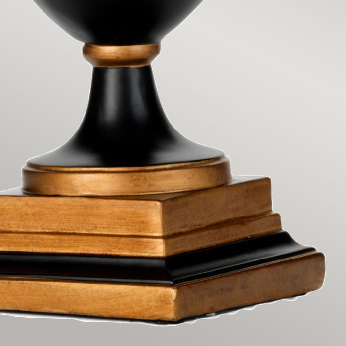 Narbonne 1 Light Table Lamp - with Tall Empire Shade - Black and Gold with Ivory with Black and Gold trim Shade