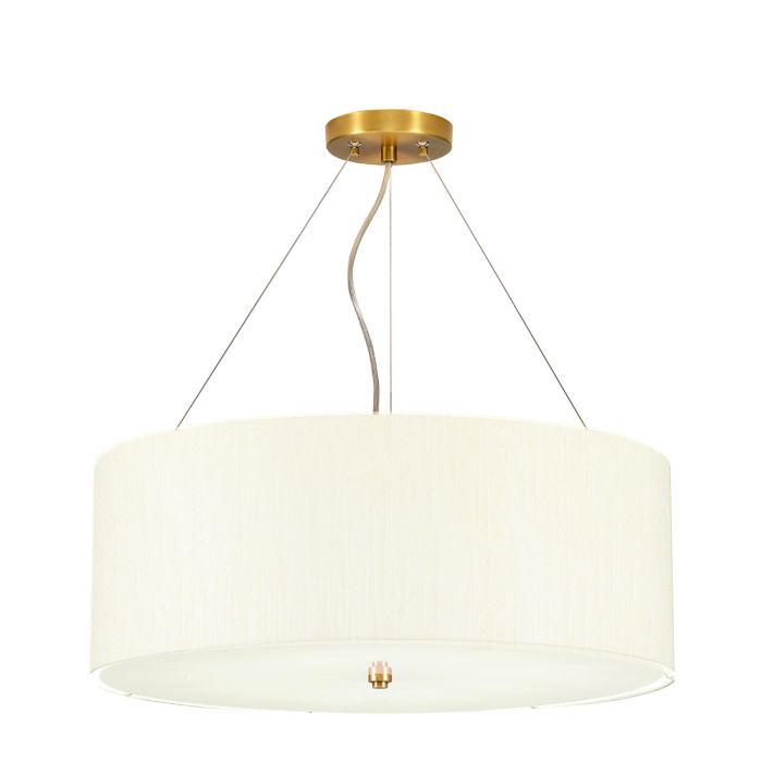 Pearce 22" Pendant with Aged Brass Ceiling Pan - Aged Brass with Ivory Shade