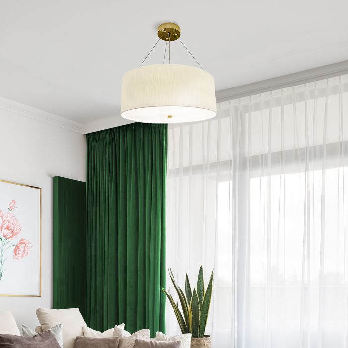 Pearce 22" Pendant with Aged Brass Ceiling Pan - Aged Brass with Ivory Shade