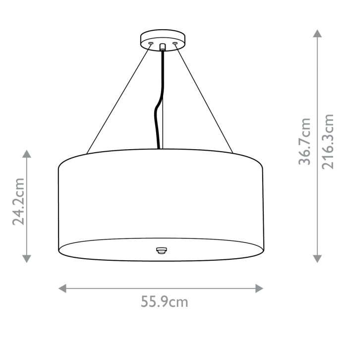 Pearce 22" Pendant with Polished Chrome Ceiling Pan - Polished Chrome with Ivory Shade