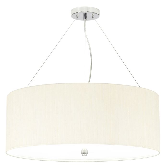 Pearce 26" Pendant with Polished Chrome Ceiling Pan - Polished Chrome with Ivory Shade