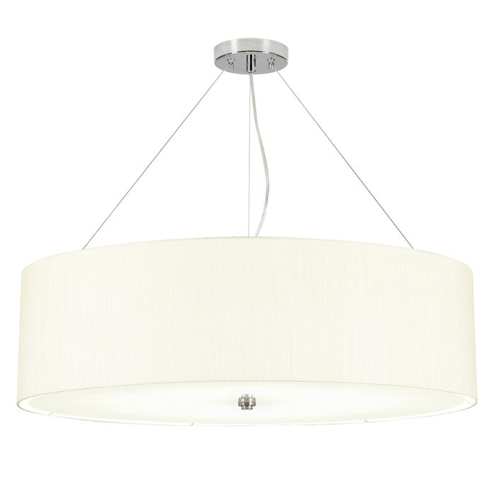 Pearce 30" Pendant with Polished Chrome Ceiling Pan - Polished Chrome with Ivory Shade