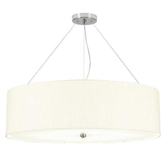Pearce 30" Pendant with Polished Chrome Ceiling Pan - Polished Chrome with Ivory Shade