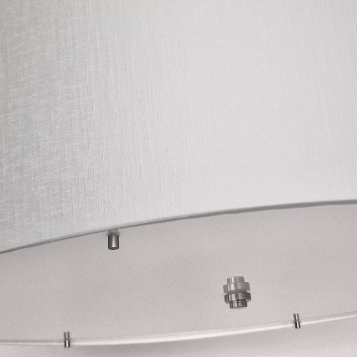 Pearce 30" Pendant with Polished Chrome Ceiling Pan - Polished Chrome with Ivory Shade