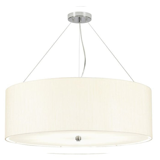 Pearce 34" Pendant with Polished Chrome Ceiling Pan - Polished Chrome with Ivory Shade