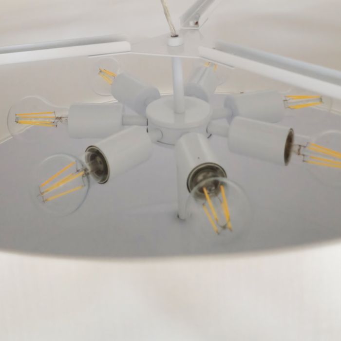 Pearce 34" Pendant with Polished Chrome Ceiling Pan - Polished Chrome with Ivory Shade