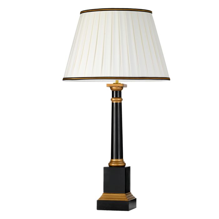 Peronne 1 Light Table Lamp With Tall Empire Shade - Black and Gold with Off-White Shade