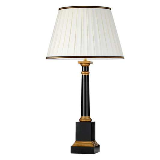 Peronne 1 Light Table Lamp With Tall Empire Shade - Black and Gold with Off-White Shade