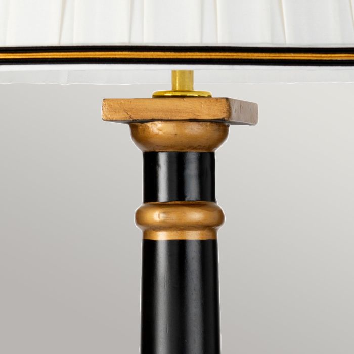 Peronne 1 Light Table Lamp With Tall Empire Shade - Black and Gold with Off-White Shade