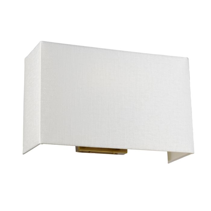 Riley Large Rectangular Wall Light with Aged Brass Back Plate with Ivory Shade