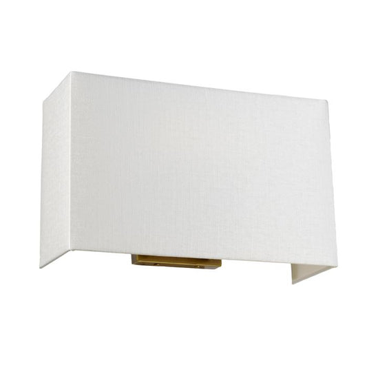 Riley Large Rectangular Wall Light with Aged Brass Back Plate with Ivory Shade