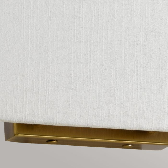 Riley Large Rectangular Wall Light with Aged Brass Back Plate with Ivory Shade