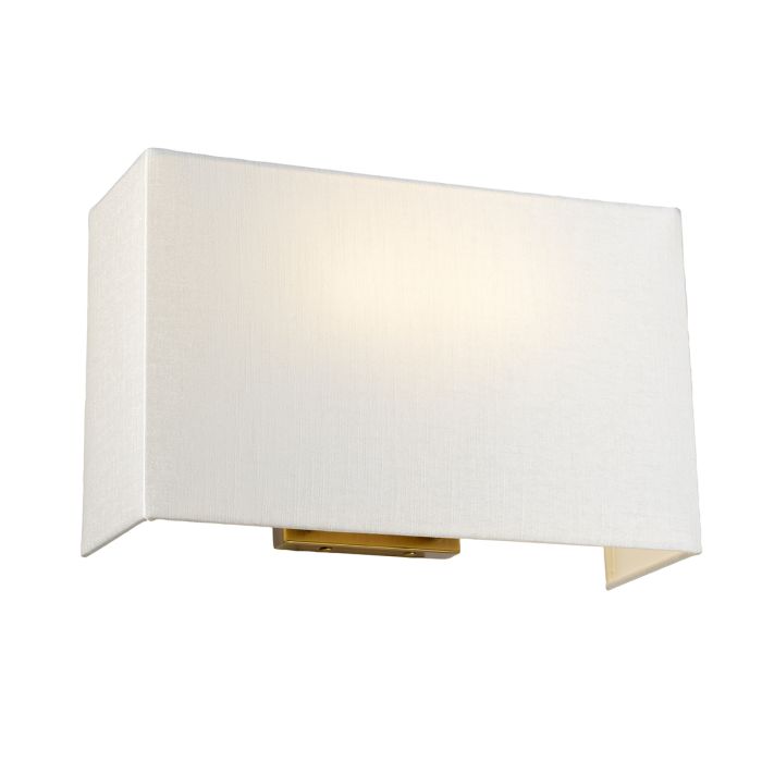 Riley Large Rectangular Wall Light with Aged Brass Back Plate with Ivory Shade
