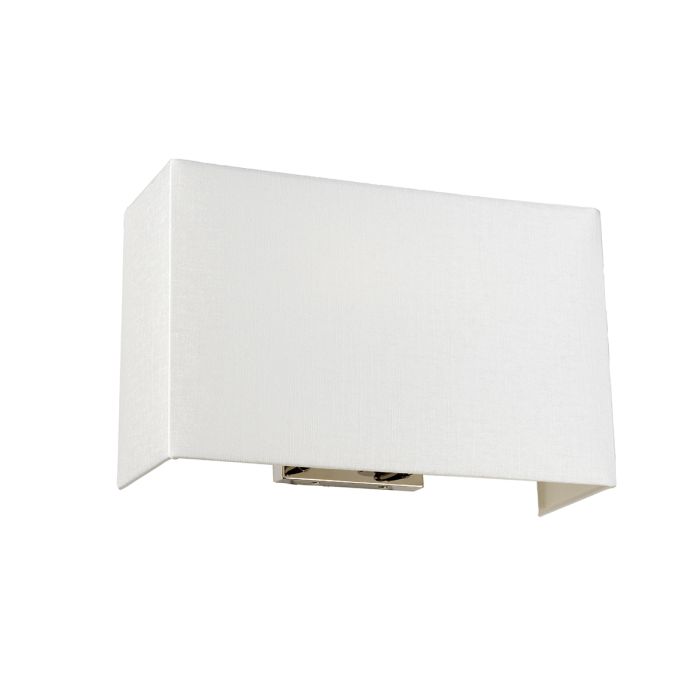Riley Large Rectangular Wall Light with Polished Chrome Back Plate with Ivory Shade
