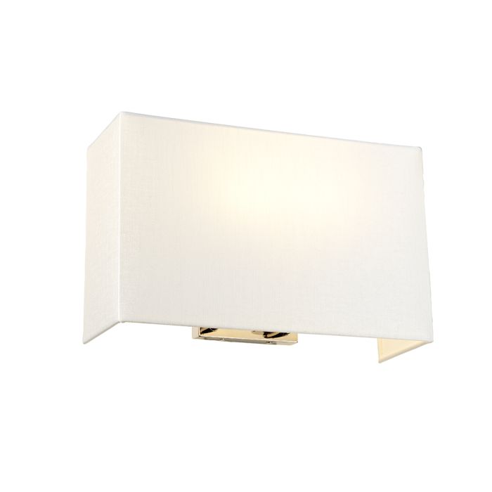Riley Large Rectangular Wall Light with Polished Chrome Back Plate with Ivory Shade