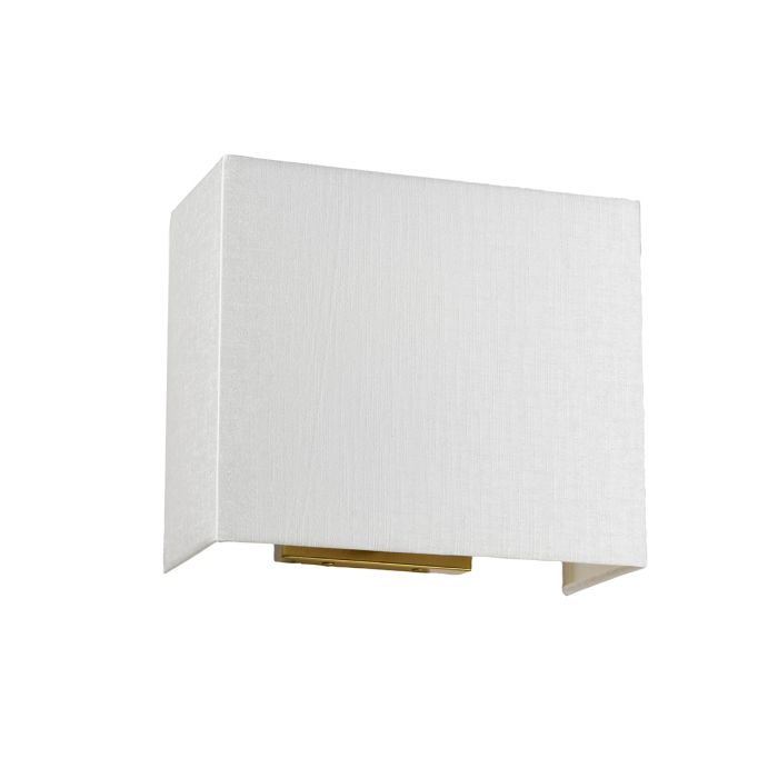 Riley Medium Rectangular Wall Light with Aged Brass Back Plate with Ivory Shade