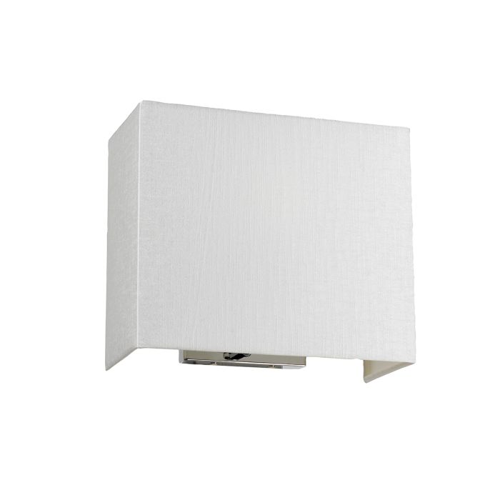 Riley Medium Rectangular Wall Light with Polished Chrome Back Plate with Ivory Shade