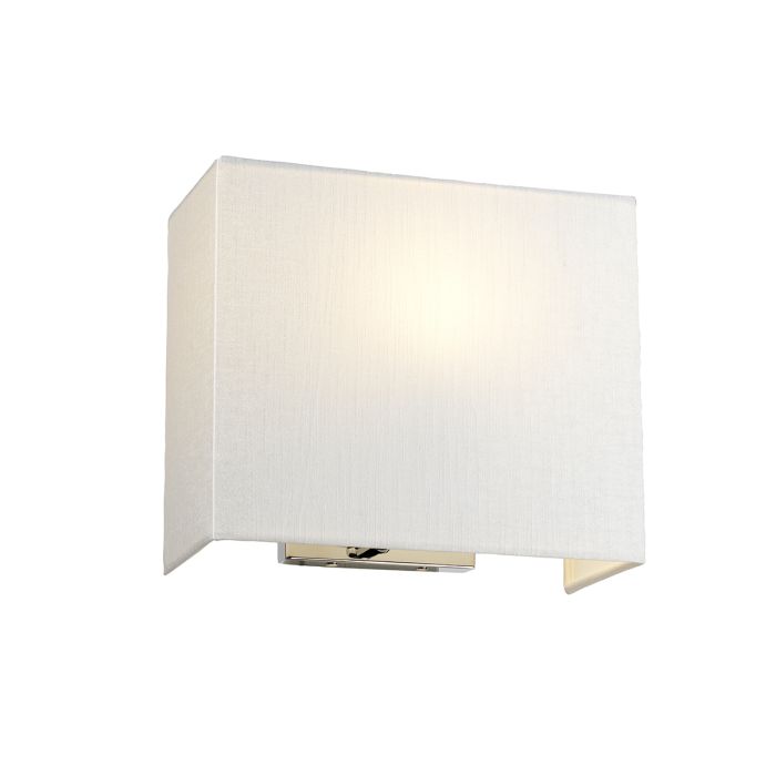 Riley Medium Rectangular Wall Light with Polished Chrome Back Plate with Ivory Shade