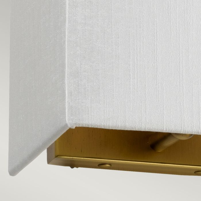 Riley Small Rectangular Wall Light with Aged Brass Back Plate with Ivory Shade