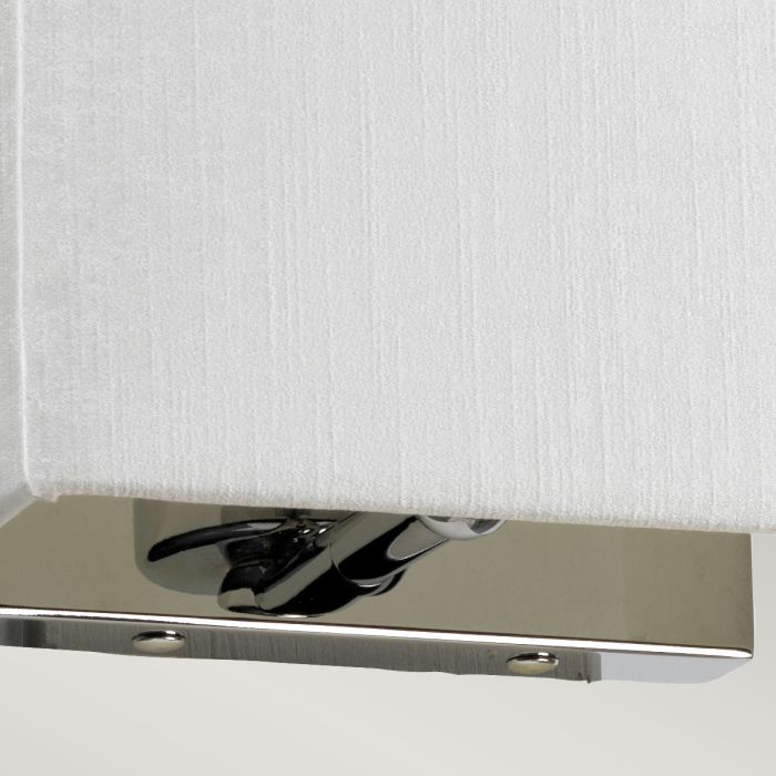 Riley Small Rectangular Wall Light with Polished Chrome Back Plate with Ivory Shade