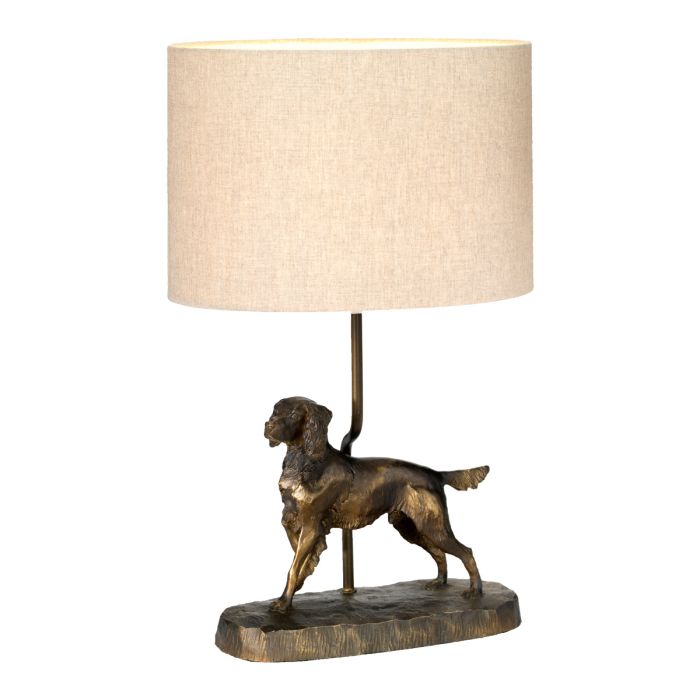 Rufus 1 Light Table Lamp with Oval Shade - Bronze Patina with Natural Shade