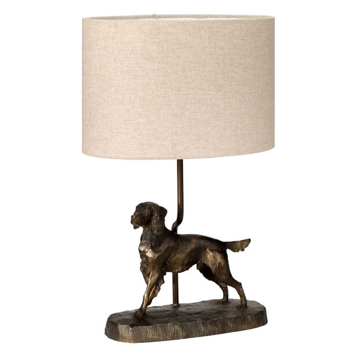 Rufus 1 Light Table Lamp with Oval Shade - Bronze Patina with Natural Shade