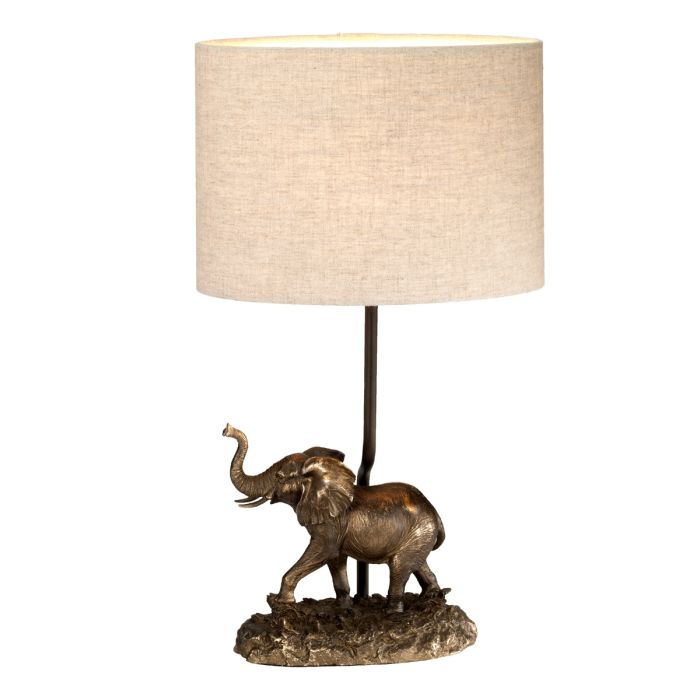 Sabi 1 Light Table Lamp with Oval Shade - Bronze Patina with Natural Shade