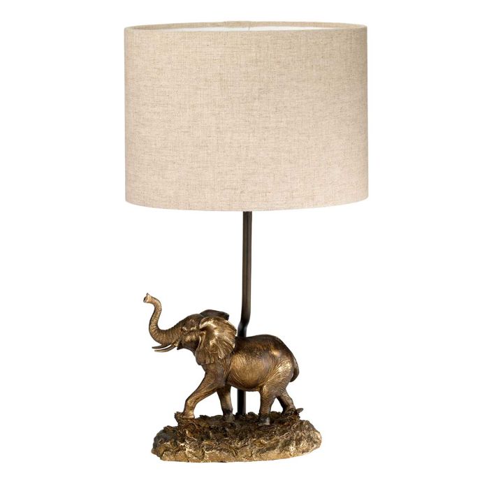 Sabi 1 Light Table Lamp with Oval Shade - Bronze Patina with Natural Shade