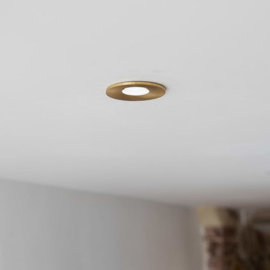 Soho Brushed Gold LED Downlights, Fire Rated, Fixed, IP65, CCT Switch, High CRI, Dimmable