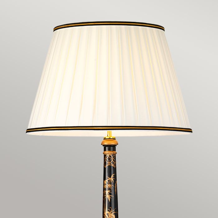 Strasbourg 1 Light Table Lamp with Tall Empire Shade - Black and Gold with Ivory with Black and Gold Trim Shade