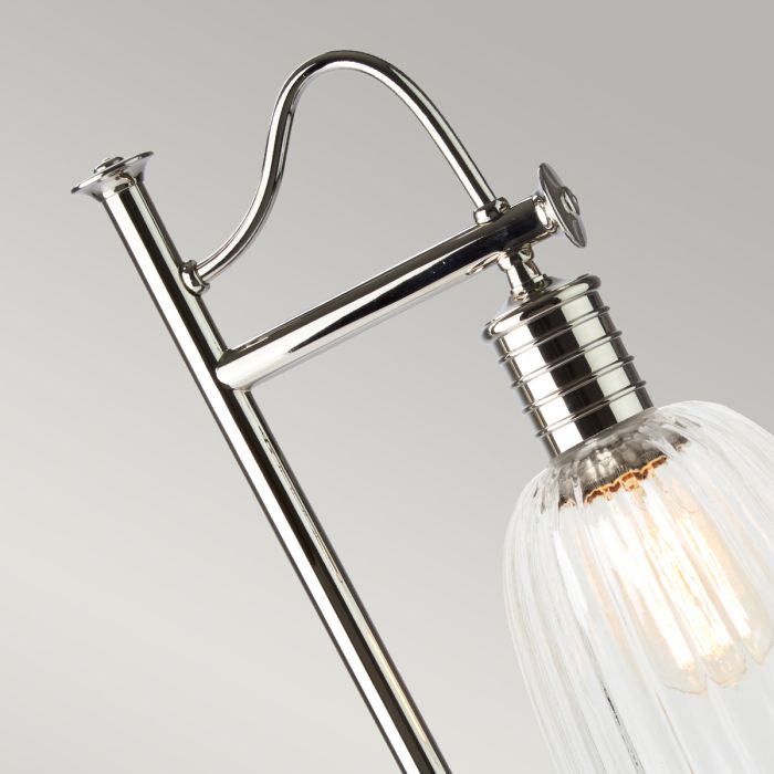 Douille 1 Light Table Lamp - Polished Nickel with Clear Shade