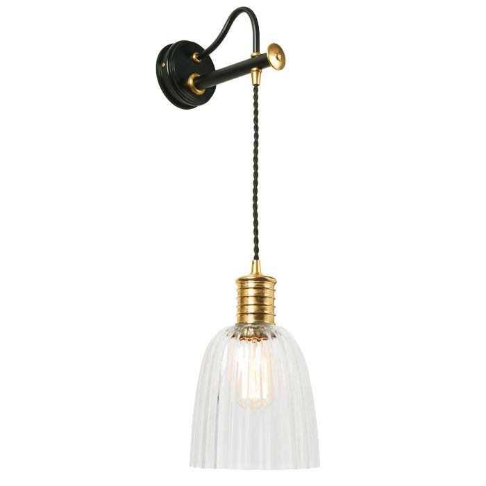 Douille 1 Light Wall Light - Black / Polished Brass