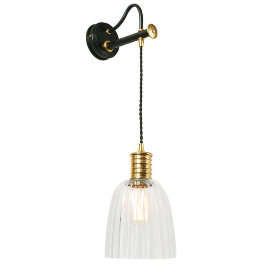 Douille 1 Light Wall Light - Black / Polished Brass