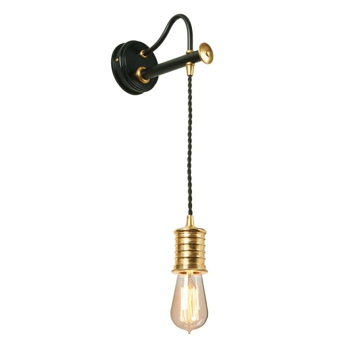 Douille 1 Light Wall Light - Black / Polished Brass