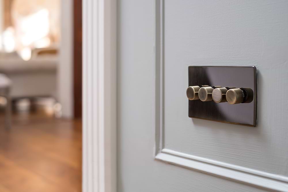 The Charterhouse Collection 4 Gang 2 -Way Intelligent Dimmer 150W LED (300w Halogen/Incandescent) Antique Brass