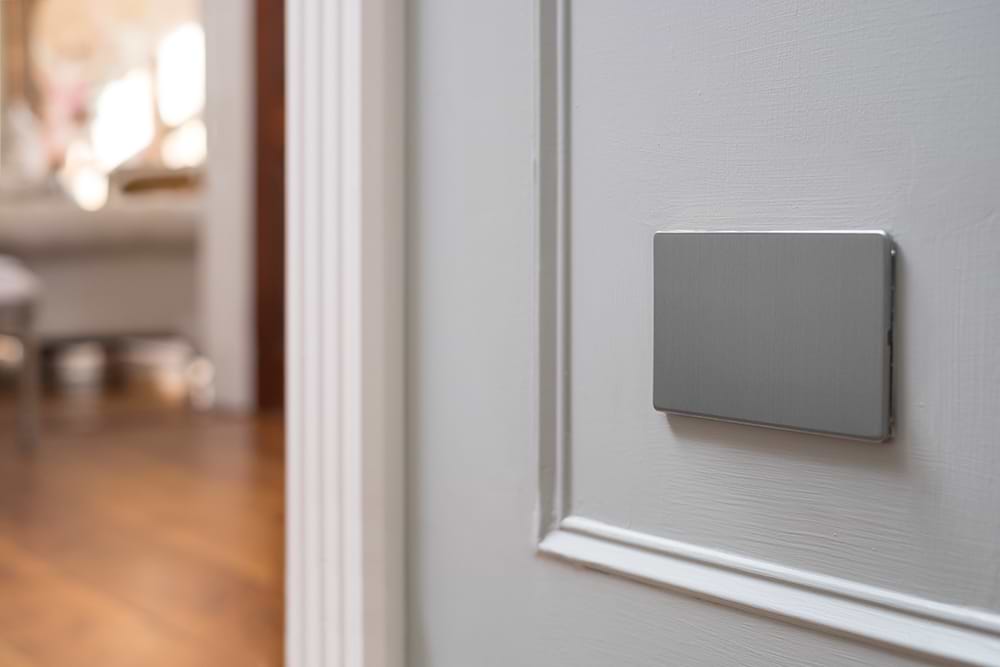 The Lombard Collection Brushed Chrome metal 2 Gang Blanking Plate Screwless