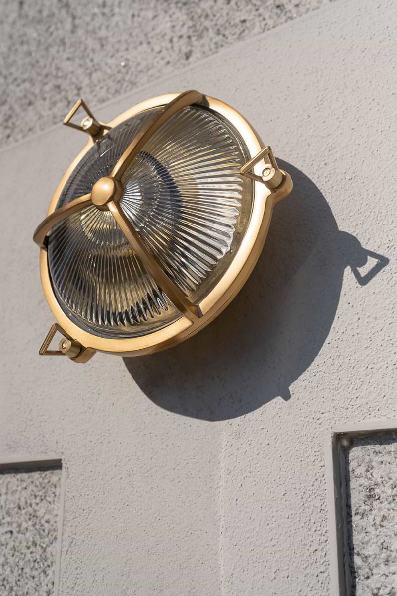 Soho Lighting Carlisle Trine IP65 Outdoor & Bathroom Lacquered Solid Brass Prismatic Glass Wall Light