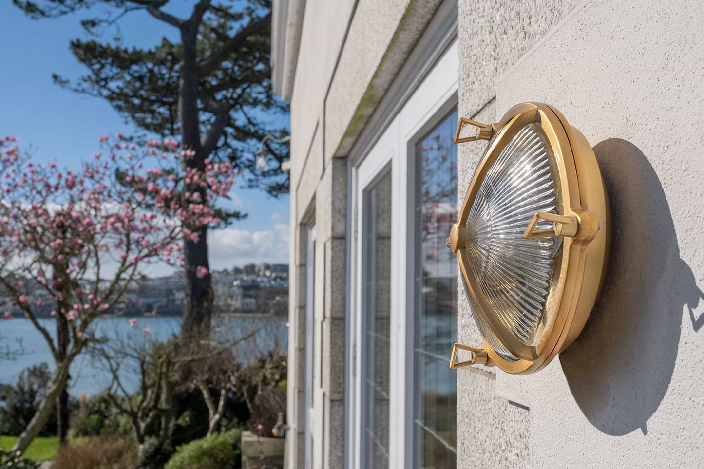 Soho Lighting Carlisle Trine IP65 Outdoor & Bathroom Lacquered Solid Brass Prismatic Glass Wall Light