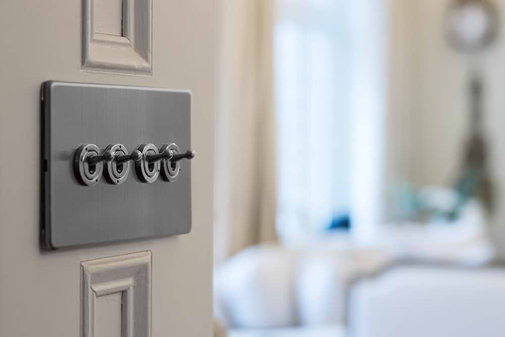 The Lombard Collection Brushed Chrome 4 Gang 2 Way Toggle Dolly Switch Screwless
