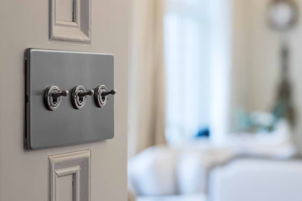 The Lombard Collection Brushed Chrome 3 Gang 2 Way Toggle Dolly Switch Screwless