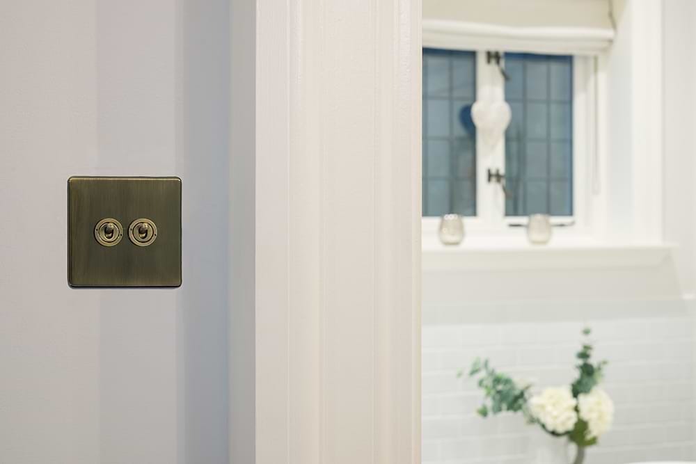 The Charterhouse Collection 2 Gang Toggle Switch 2-Way Antique Brass