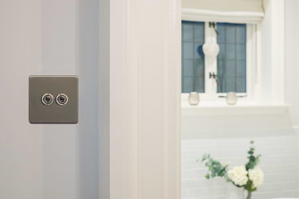 The Lombard Collection Brushed Chrome 2 Gang 2 Way Toggle Dolly Switch Screwless