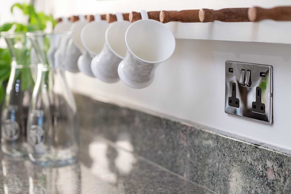 The Finsbury Collection Polished Chrome 2 Gang 13A SP Socket with 2 x USB-A 3.1A