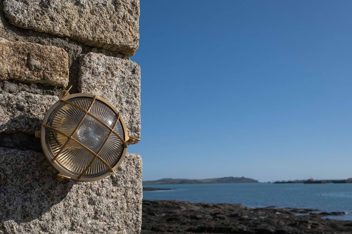 Soho Lighting Carlisle Grid Prismatic Glass IP65 Outdoor & Bathroom Laquered Solid Brass Bulkhead Wall Light