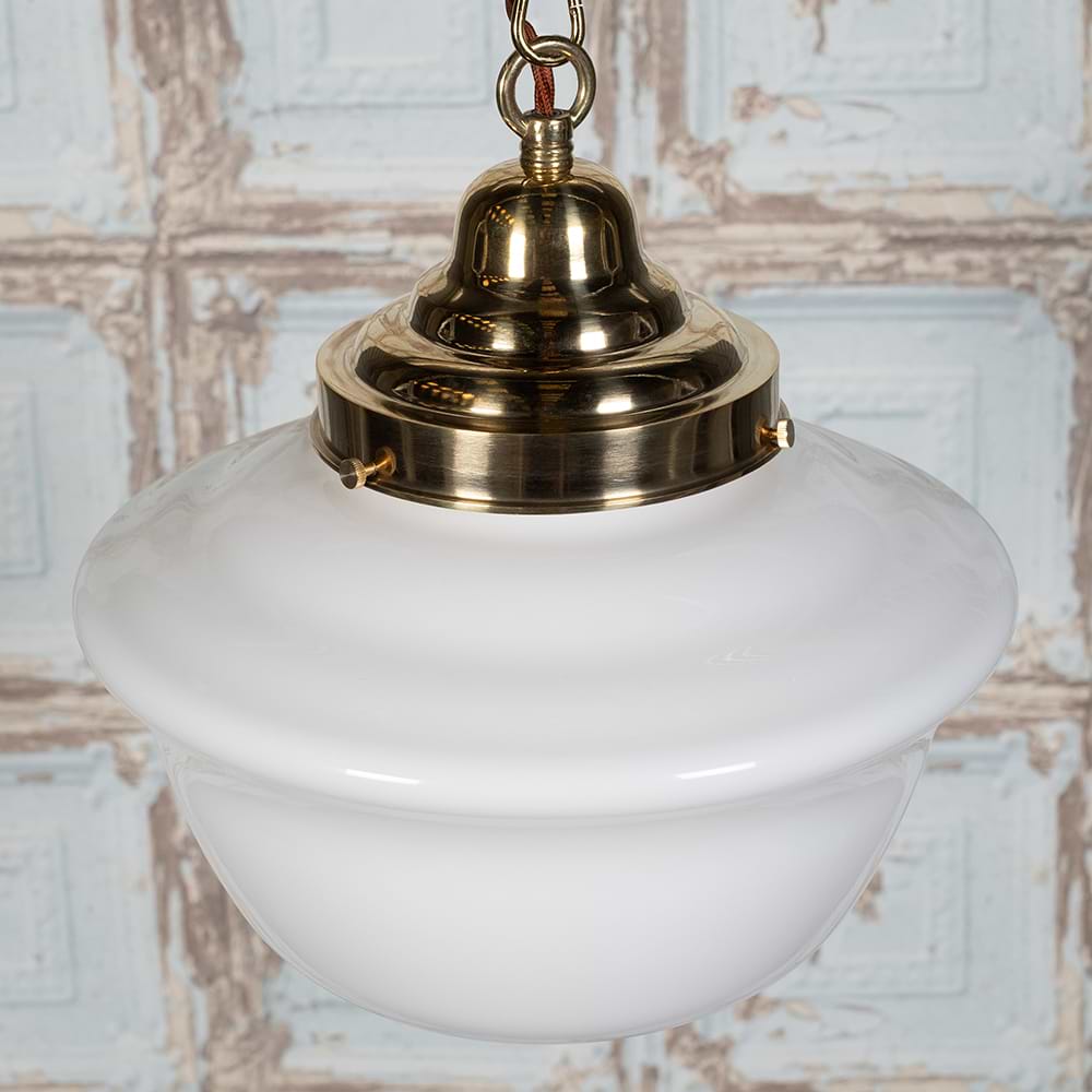 Soho Lighting Frith Brass Opaque Pendant Light - The Schoolhouse Collection
