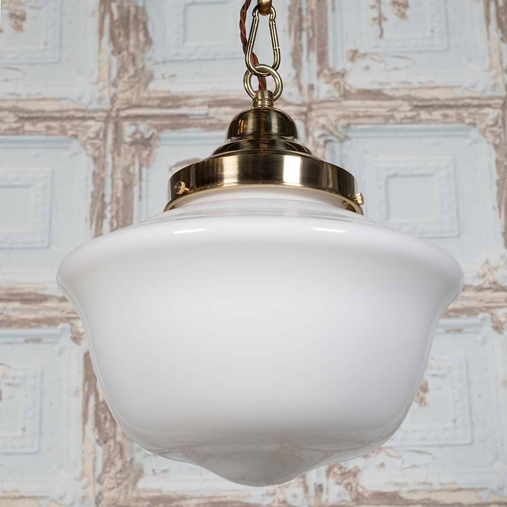 Soho Lighting Frith Brass Opaque Pendant Light - The Schoolhouse Collection