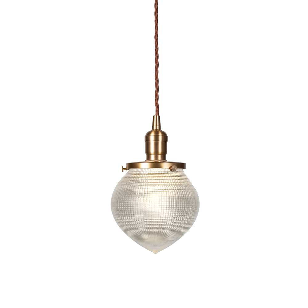 Soho Lighting Hollen Acorn Lacquered Antique Brass Prismatic Glass Pendant - The Schoolhouse Collection